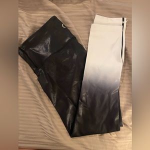 Zyia Black and White Ombré Leggings shiny fitted